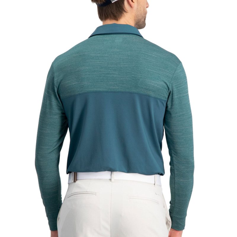 ThreeSixtySixMen sTwoToneLongSleevePolo V2AtlanticGreen 2