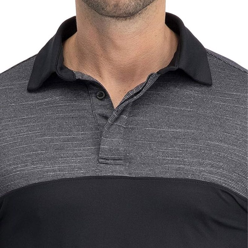 ThreeSixtySixMen sTwoToneLongSleevePolo V2BlackonBlack 3