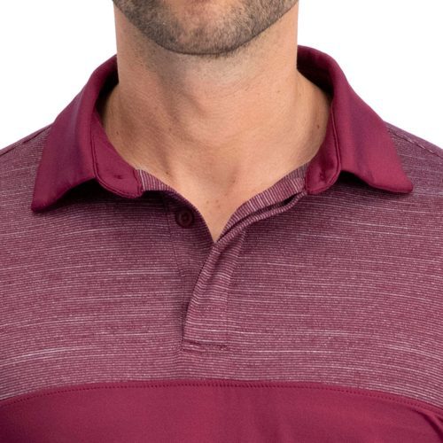 ThreeSixtySixMen sTwoToneLongSleevePolo V2Maroon 3