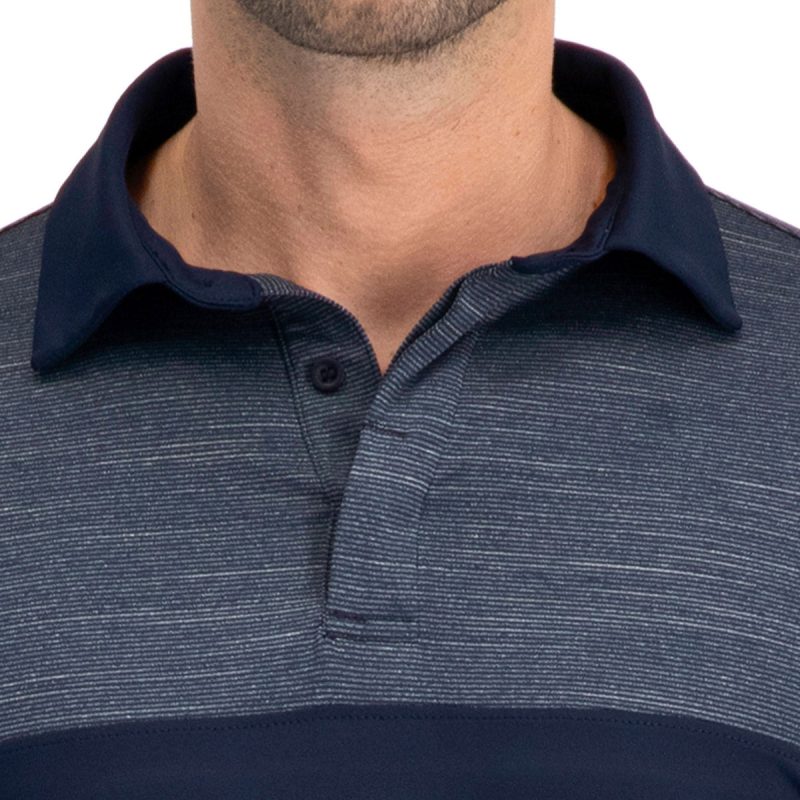 ThreeSixtySixMen sTwoToneLongSleevePolo V2MidnightBlue 2 1