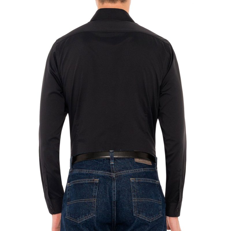 ThreeSixtySixMen sUntuckedLongSleeveShirt SolidBlack 2