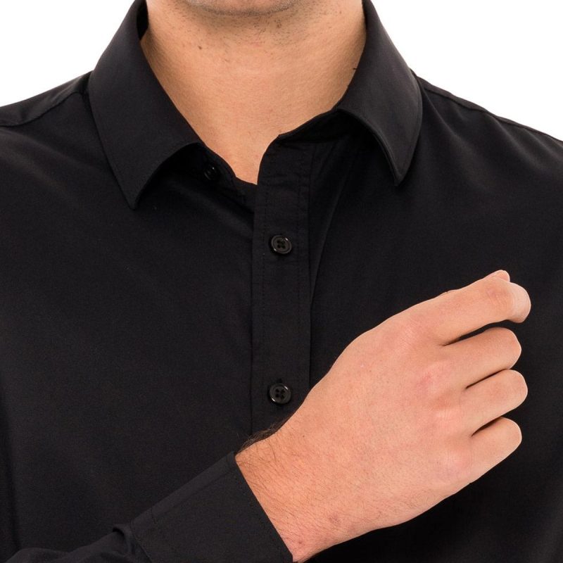 ThreeSixtySixMen sUntuckedLongSleeveShirt SolidBlack 3