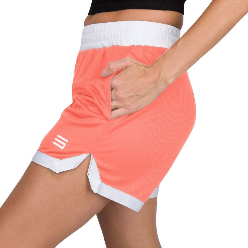 ThreeSixtySixWomen sBasketballShorts CoralOrangeSolid 3