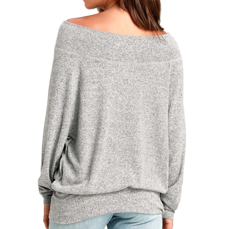 ThreeSixtySixWomen sOffShoulderSweater Grey 2