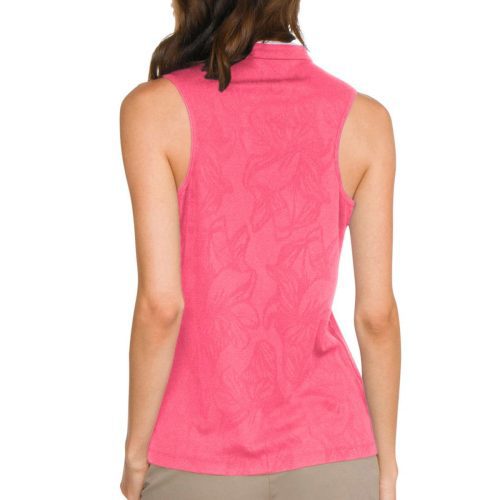 ThreeSixtySixWomen sSleevelessFloralGolfPolo CoralPink 2