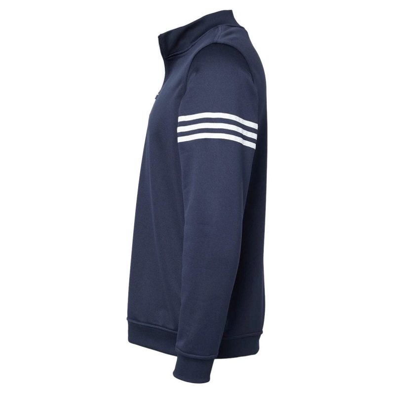 adidasMen s3 StripesFrenchTerryQuarter ZipPullover Navy 2