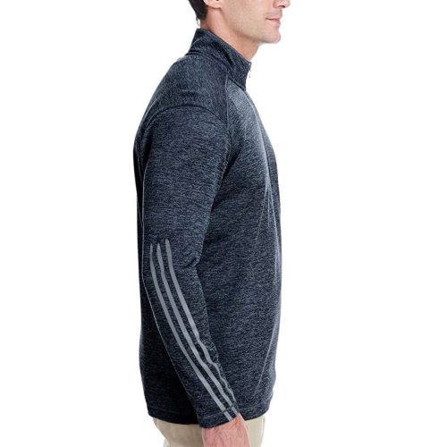 adidasMen sBrushedTerryHeatheredQuarter ZipPullover NavyHeather MidGrey 3