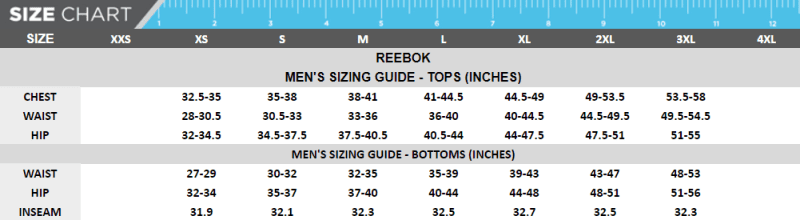 reebok mens