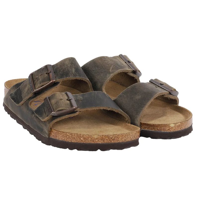 s886454541517par 20 birkenstock 20arizona 20waxy 20leather 20sandals 20mud 20green 2