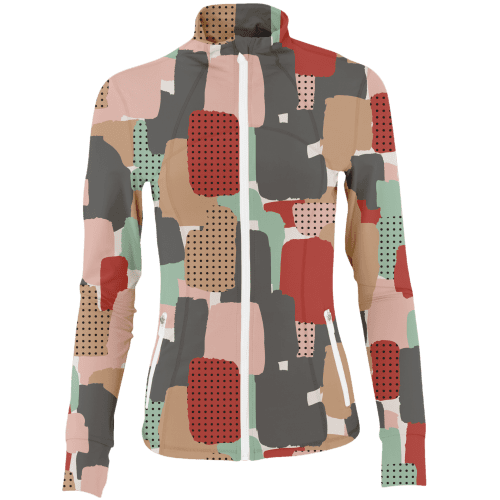 swingjuice abstract camo women performance full zip jacket ivory